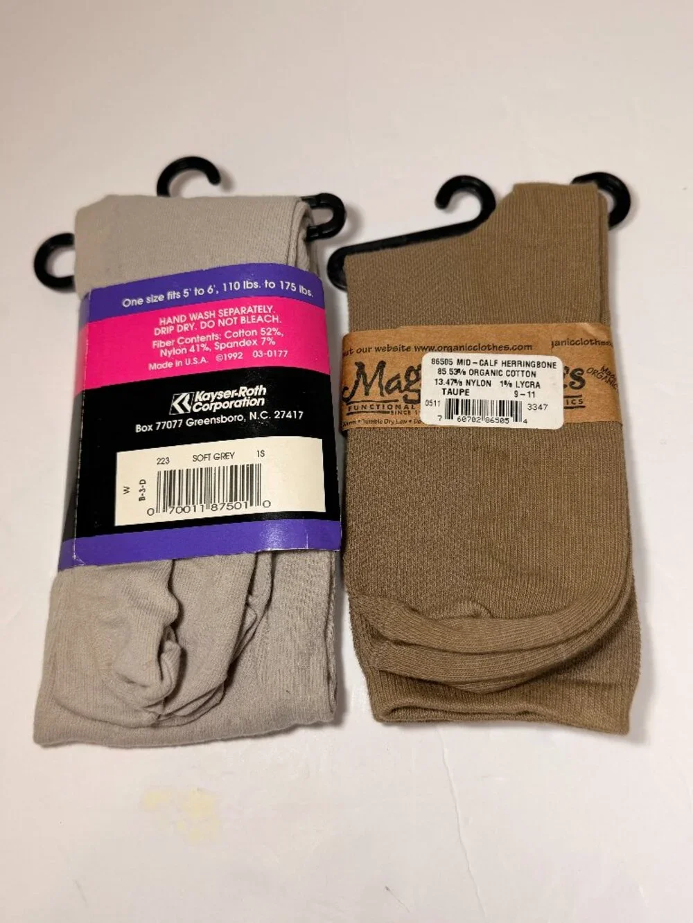 Kayser-Roth Vintage Tights (Grey),Maggie's Organics Socks (Taupe)